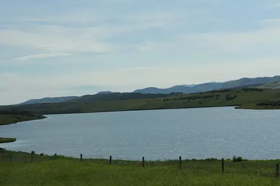 Chain Lakes Reservoir seen from Highway 22.