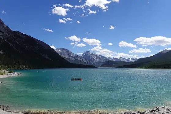 Spray Lakes Reservoir, beside the campground.