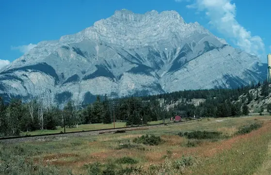 Cascade Mountain photographed at the entrance to the Two Jack Lake campground.